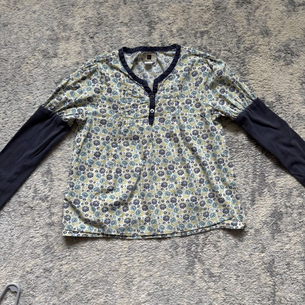 Tea Collection long sleeve floral blouse shirt - girls size 8